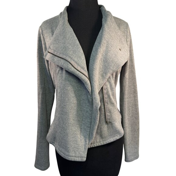 Converse One Star Womens Size Medium Gray Asymmetrical Zipper Jacket - Picture 4 of 7